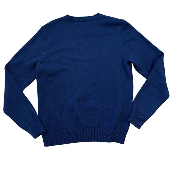 Ellsworth + Ivey Tride Navy White Knit Crewneck Sweater Womens M Preppy Luxe - Picture 4 of 11